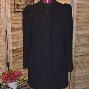 Vtg Bert Newman Petite 6P Black Wool Coat Made in America